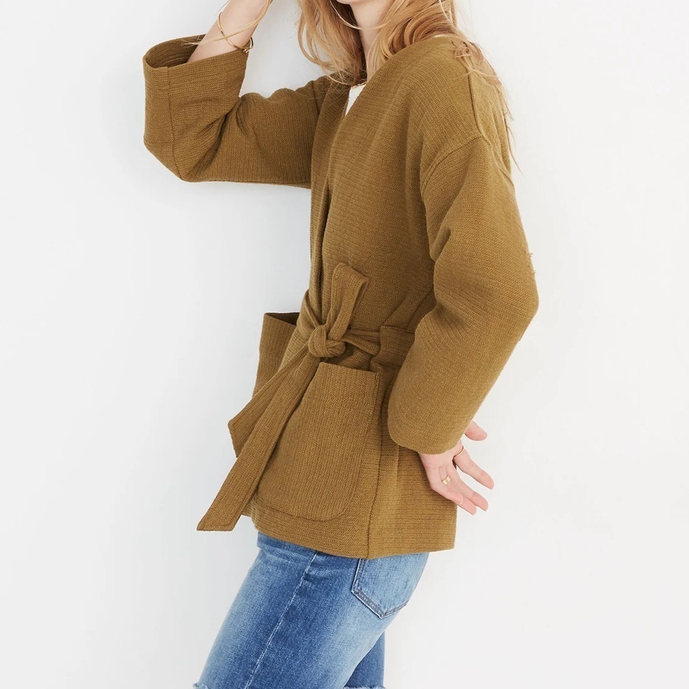 Madewell Texture & Thread Wrap Jacket in Spiced Olive - Picture 8 of 9